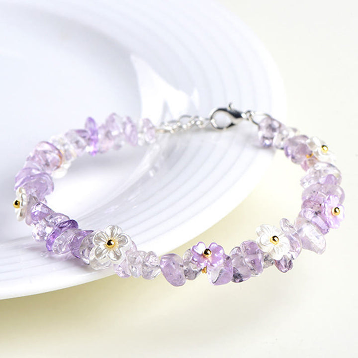 Buddha Stones Bracelet Sérénité en aigue-marine naturelle, péridot, quartz fraise et divers cristaux - image 44