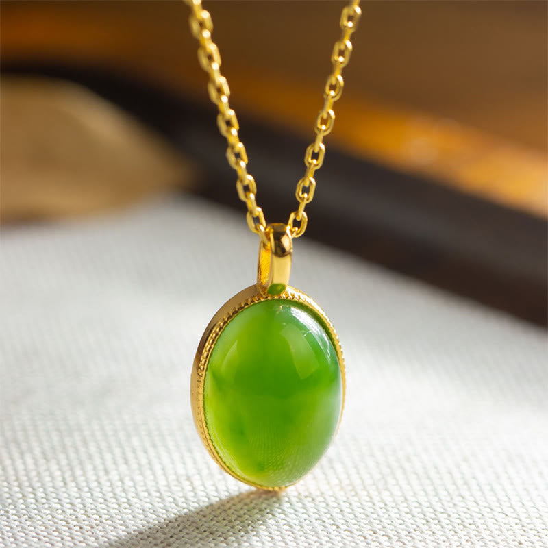 Buddha Stones Collier pendentif rond en argent sterling 925 et jade Hetian naturel, symbole de prospérité - image 2