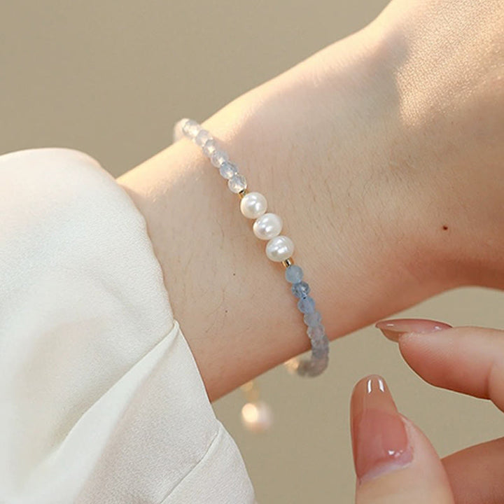 Buddha Stones Bracelet Sérénité en perles fines d'aigue-marine naturelle de 4 mm - image 8