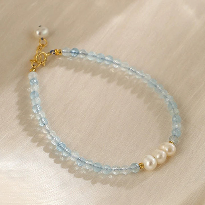 Buddha Stones Bracelet Sérénité en perles fines d'aigue-marine naturelle de 4 mm - Perle Aigue-marine (Tour de poignet : 14-15 cm) - image 6