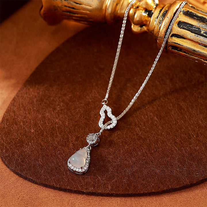 Buddha Stones Pendentif double gourde en calcédoine et cuivre, symbole positif - image 3