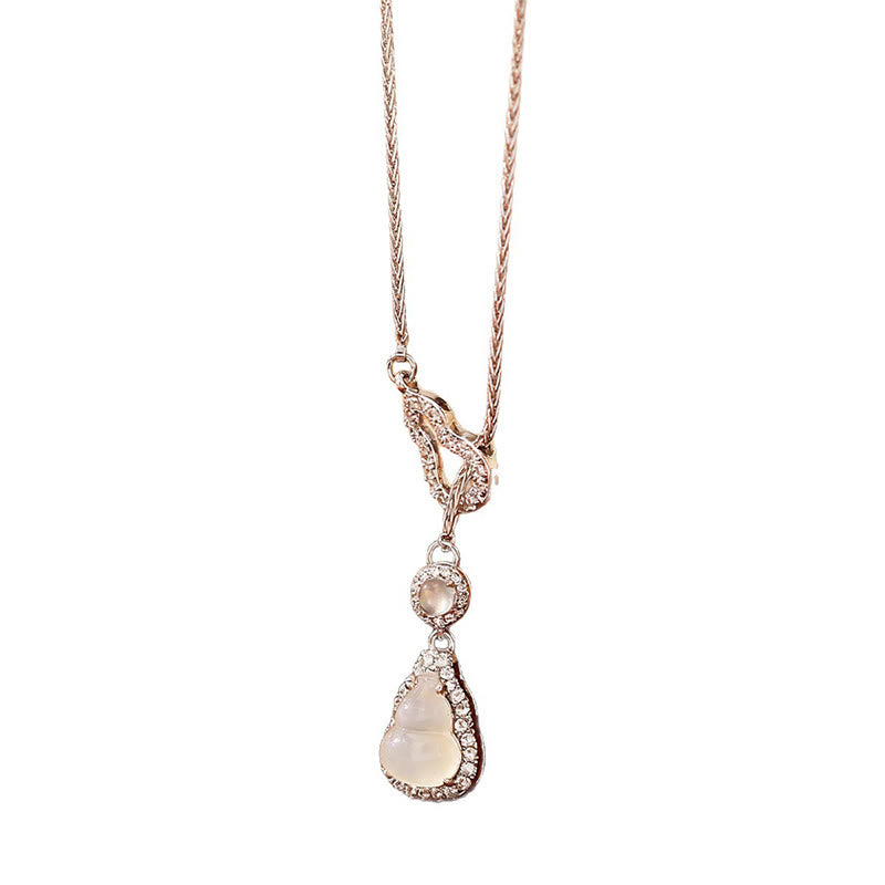 Buddha Stones Pendentif double gourde en calcédoine et cuivre, symbole positif - image 5