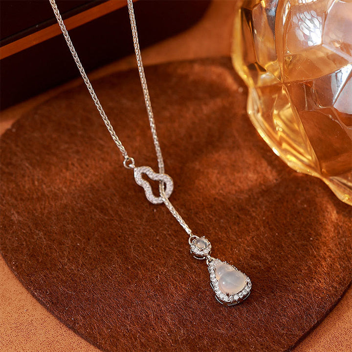 Buddha Stones Pendentif double gourde en calcédoine et cuivre, symbole positif - image 4