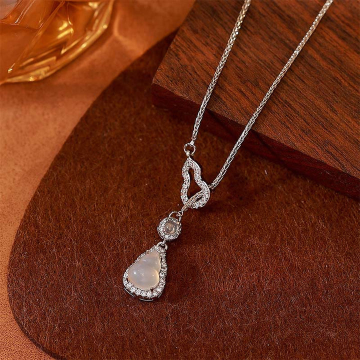 Buddha Stones Pendentif double gourde en calcédoine et cuivre, symbole positif - image 2