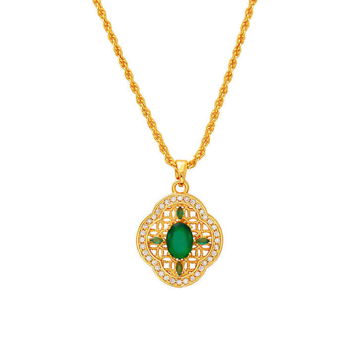 Buddha Stones Collier porte-bonheur avec pendentif trèfle à quatre feuilles ajouré, chaîne plaquée or et cuivre. - image 5