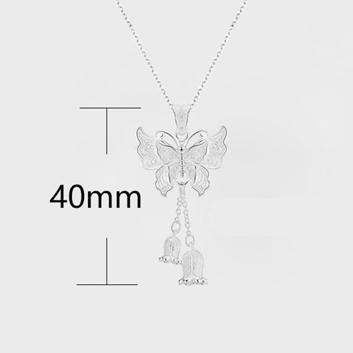 Buddha Stones Collier pendentif papillon en argent sterling 999, motif muguet et liberté - image 8