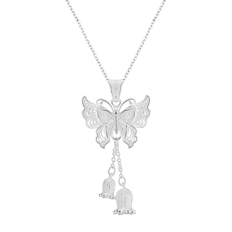 Buddha Stones Collier pendentif papillon en argent sterling 999, motif muguet et liberté - image 9