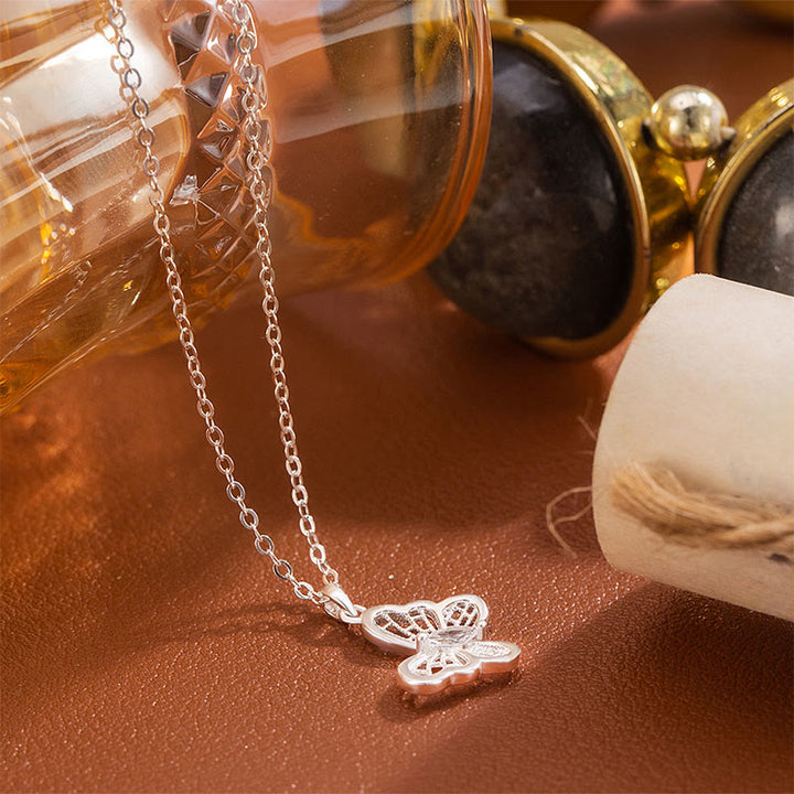 Buddha Stones Collier pendentif papillon protecteur en argent sterling 999 - image 3
