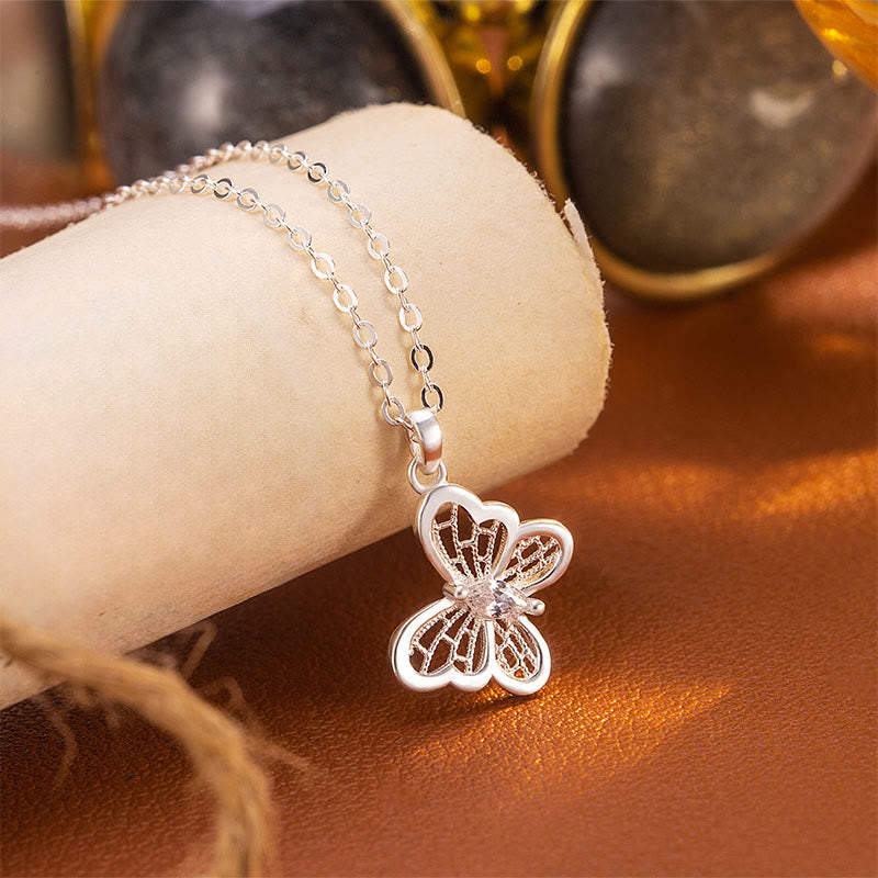 Buddha Stones Collier pendentif papillon protecteur en argent sterling 999 - image 2