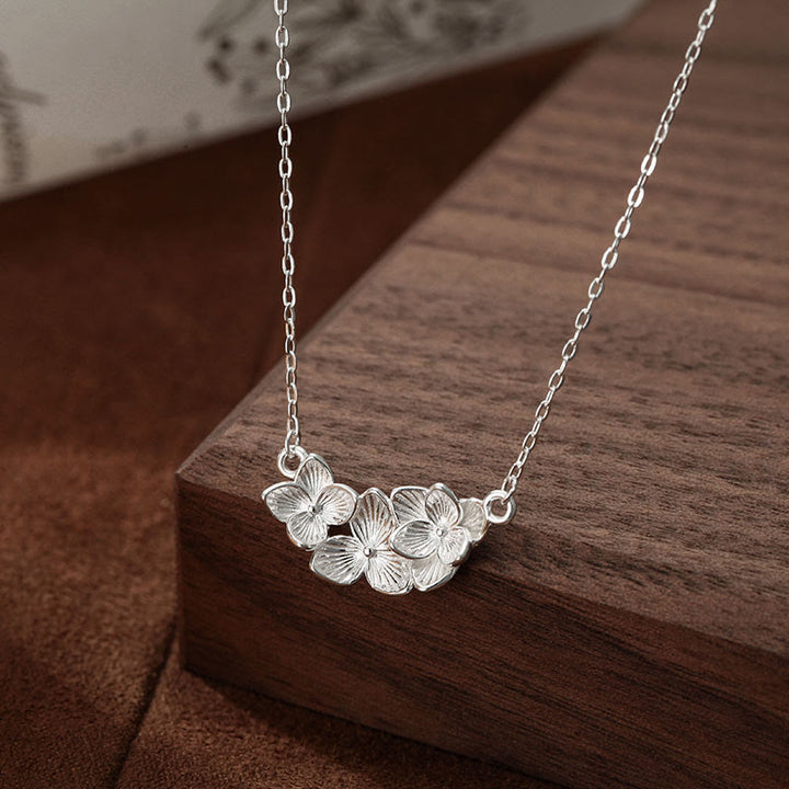 Buddha Stones Collier pendentif en argent sterling 999 avec fleur porte-bonheur - image 3