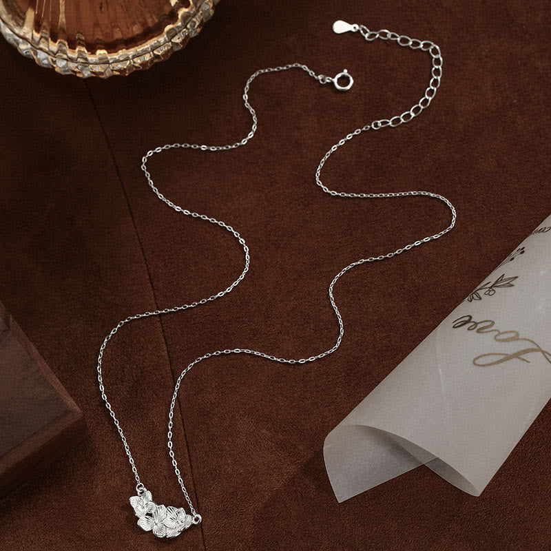 Buddha Stones Collier pendentif en argent sterling 999 avec fleur porte-bonheur - image 2