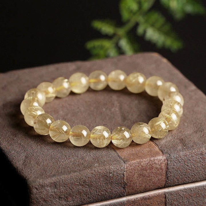 Bracelet de protection et de bonne augure en quartz rutile naturel Buddha Stones - image 6