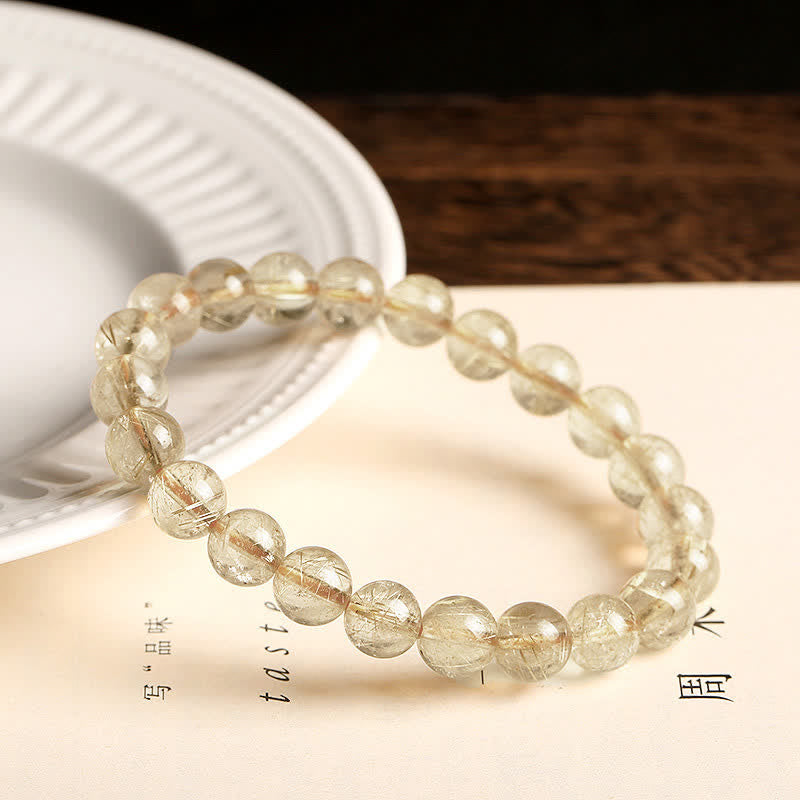 Bracelet de protection et de bonne augure en quartz rutile naturel Buddha Stones - image 2