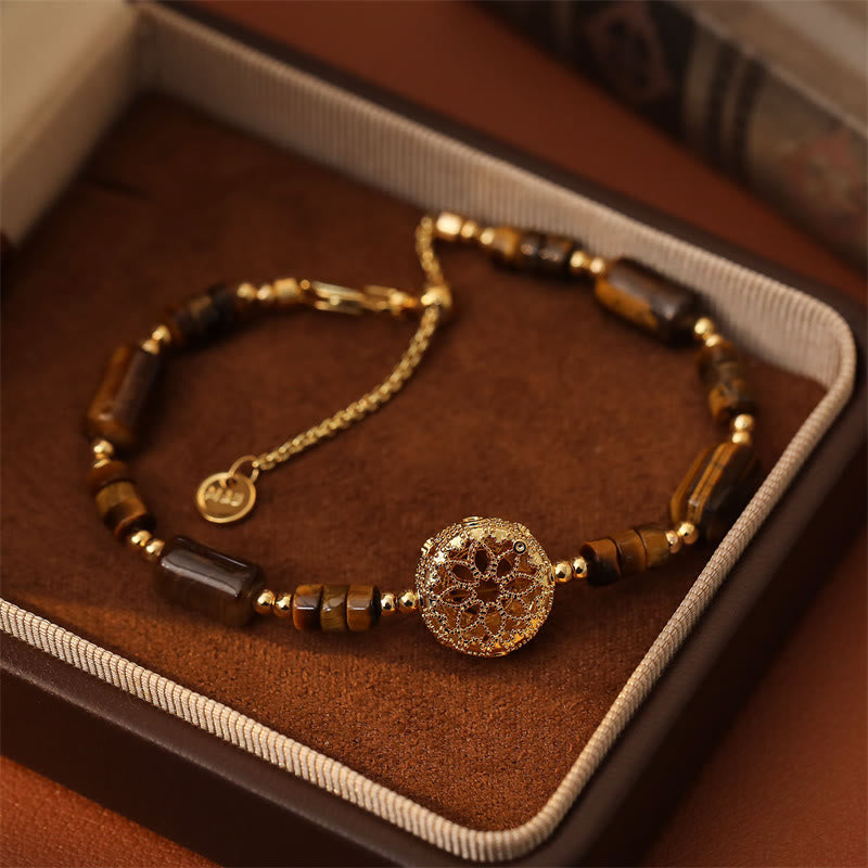 Buddha Stones Bracelet de protection en œil de tigre naturel avec chaîne de force - image 3