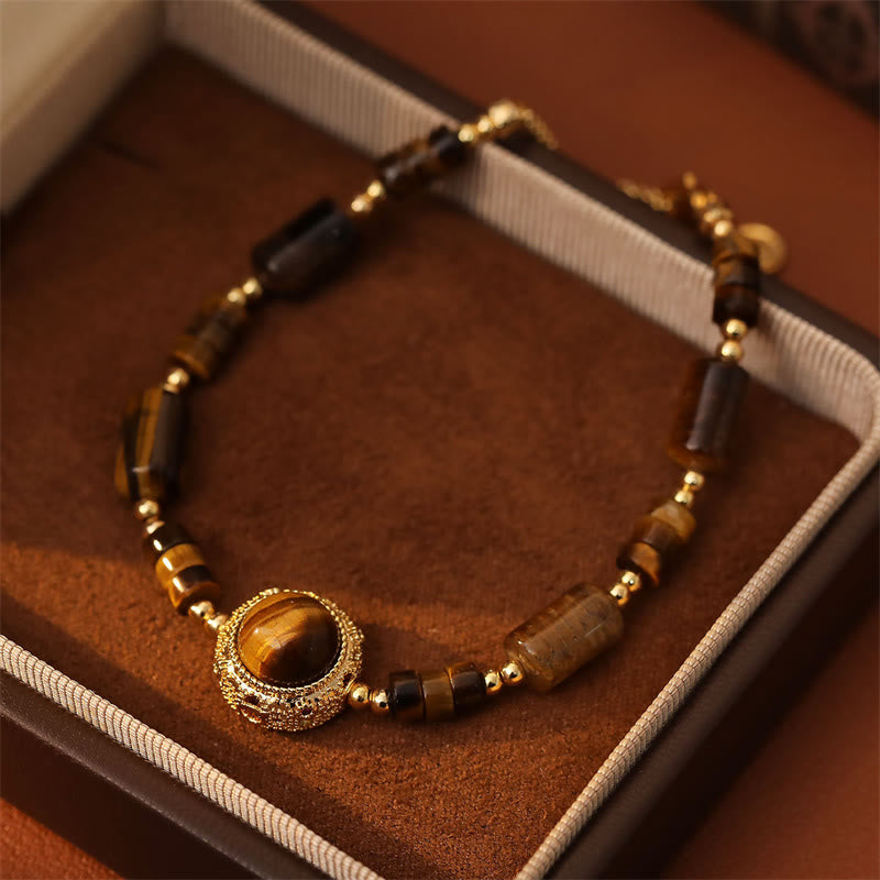 Buddha Stones Bracelet de protection en œil de tigre naturel avec chaîne de force - image 2
