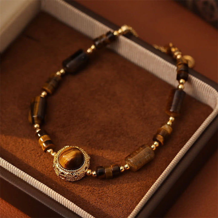 Buddha Stones Bracelet de protection en œil de tigre naturel avec chaîne de force - image 2