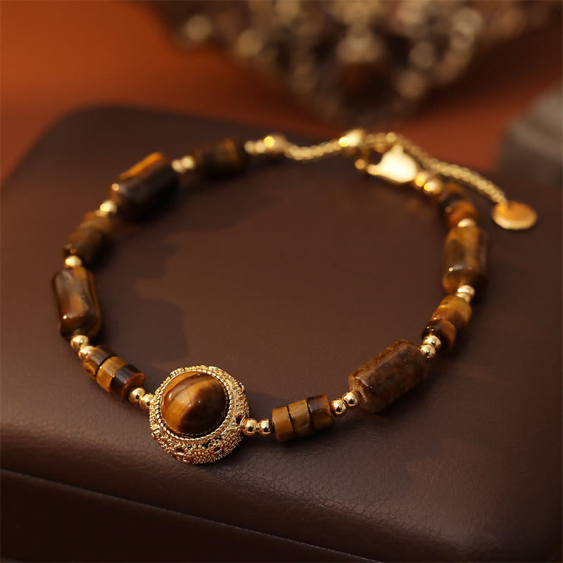 Buddha Stones Bracelet de protection en œil de tigre naturel avec chaîne de force - image 1