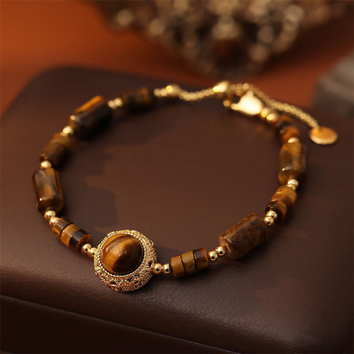 Buddha Stones Bracelet de protection en œil de tigre naturel avec chaîne de force - image 1