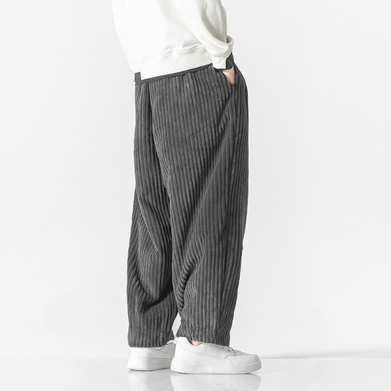 Pantalon sarouel en velours côtelé avec cordon de serrage et poches pour homme, style rétro hiver, couleur unie, motif Buddha Stones - image 4