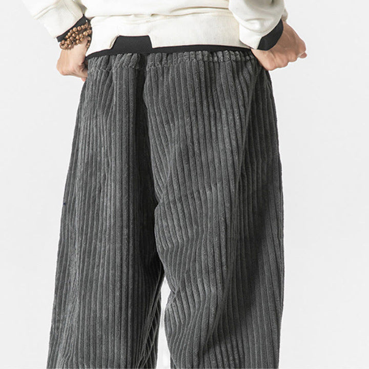 Pantalon sarouel en velours côtelé avec cordon de serrage et poches pour homme, style rétro hiver, couleur unie, motif Buddha Stones - image 7