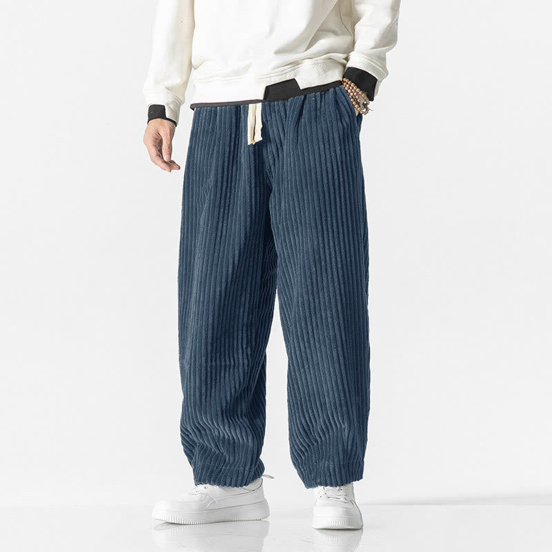 Pantalon sarouel en velours côtelé avec cordon de serrage et poches pour homme, style rétro hiver, couleur unie, motif Buddha Stones - image 15