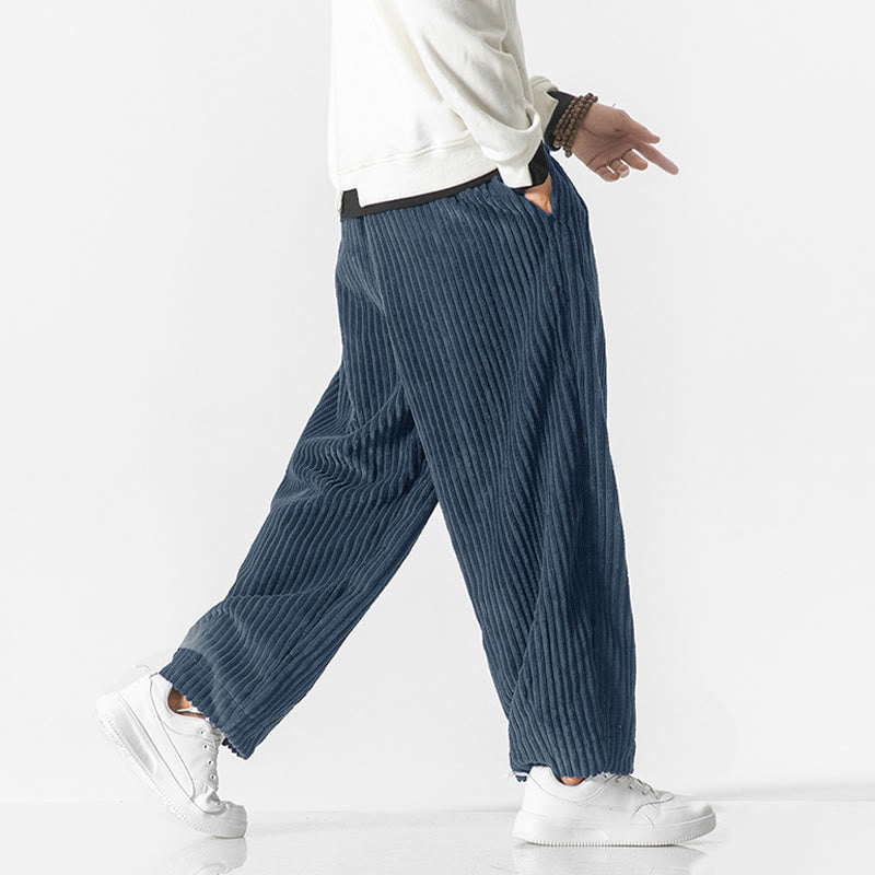 Pantalon sarouel en velours côtelé avec cordon de serrage et poches pour homme, style rétro hiver, couleur unie, motif Buddha Stones - image 17
