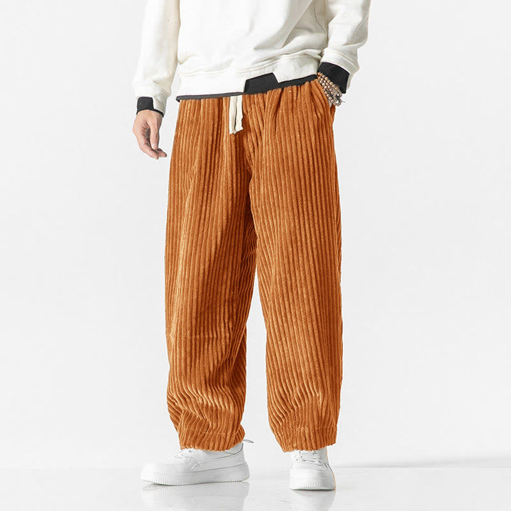 Pantalon sarouel en velours côtelé avec cordon de serrage et poches pour homme, style rétro hiver, couleur unie, motif Buddha Stones - image 20