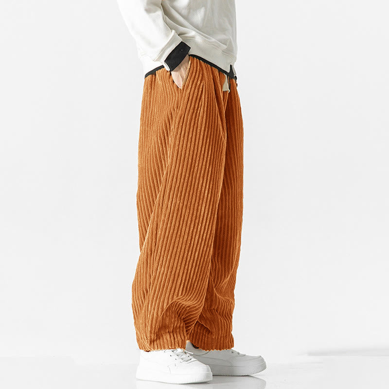 Pantalon sarouel en velours côtelé avec cordon de serrage et poches pour homme, style rétro hiver, couleur unie, motif Buddha Stones - image 21
