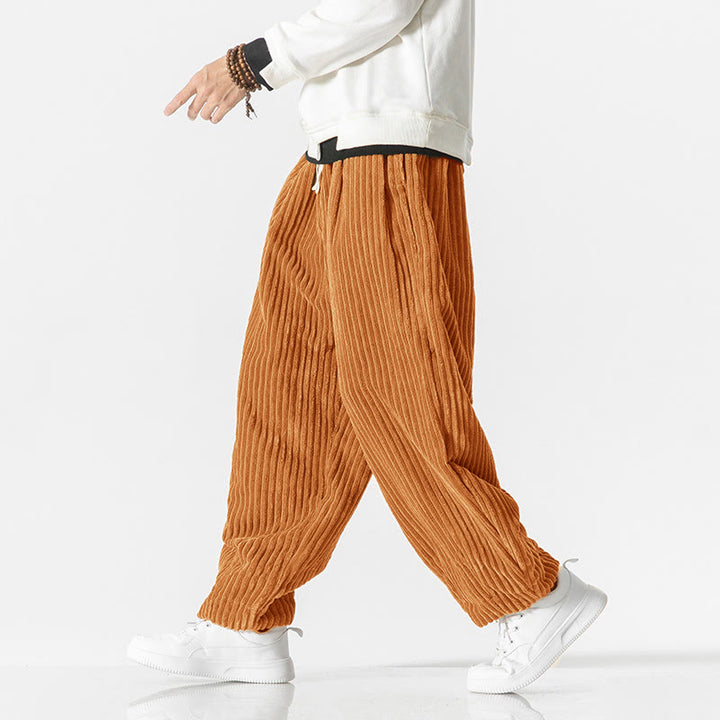 Pantalon sarouel en velours côtelé avec cordon de serrage et poches pour homme, style rétro hiver, couleur unie, motif Buddha Stones - image 19
