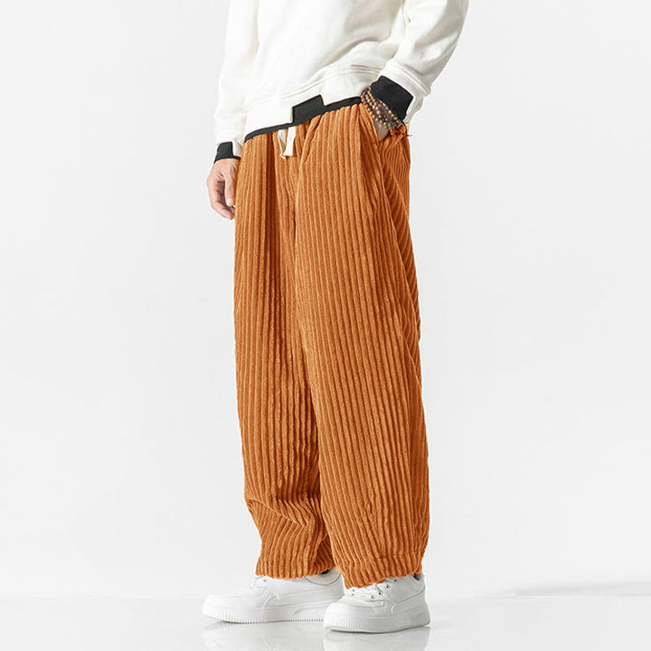 Pantalon sarouel en velours côtelé avec cordon de serrage et poches pour homme, style rétro hiver, couleur unie, motif Buddha Stones - image 22