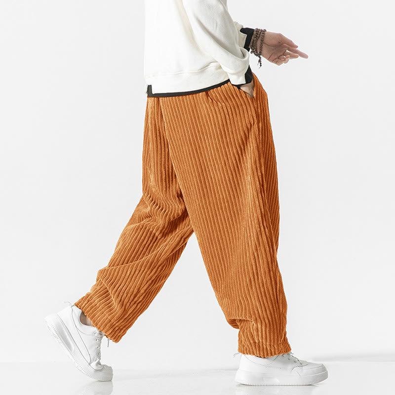 Pantalon sarouel en velours côtelé avec cordon de serrage et poches pour homme, style rétro hiver, couleur unie, motif Buddha Stones - image 23