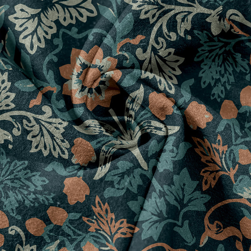 Buddha Stones Pantalon en coton décontracté à motif de fleurs et de feuilles de vigne, taille élastique et poches pour femme - image 3