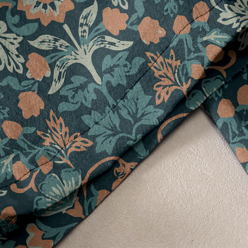 Buddha Stones Pantalon en coton décontracté à motif de fleurs et de feuilles de vigne, taille élastique et poches pour femme - image 2