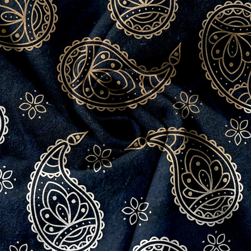 Buddha Stones Pantalon pour femme en pur coton, élégant motif cachemire, taille élastique et poches - image 3