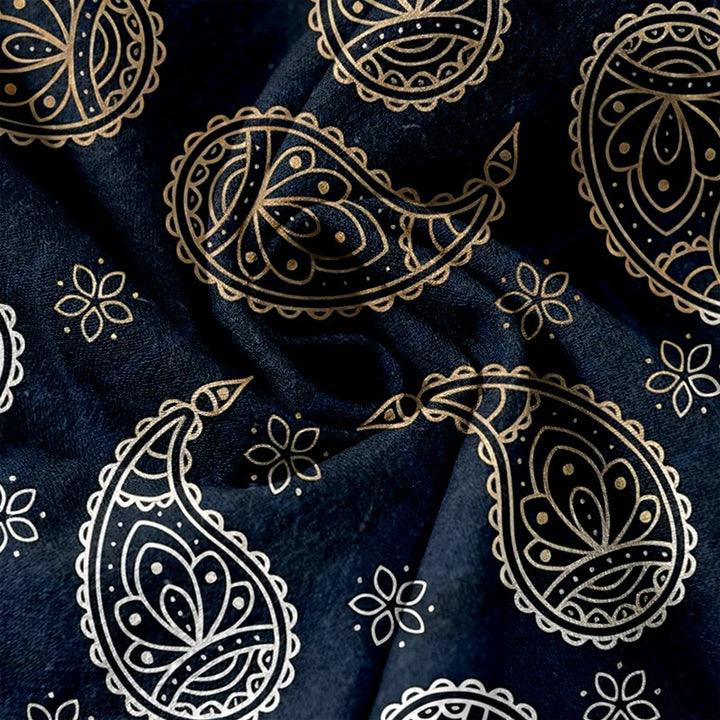 Buddha Stones Pantalon pour femme en pur coton, élégant motif cachemire, taille élastique et poches - image 3