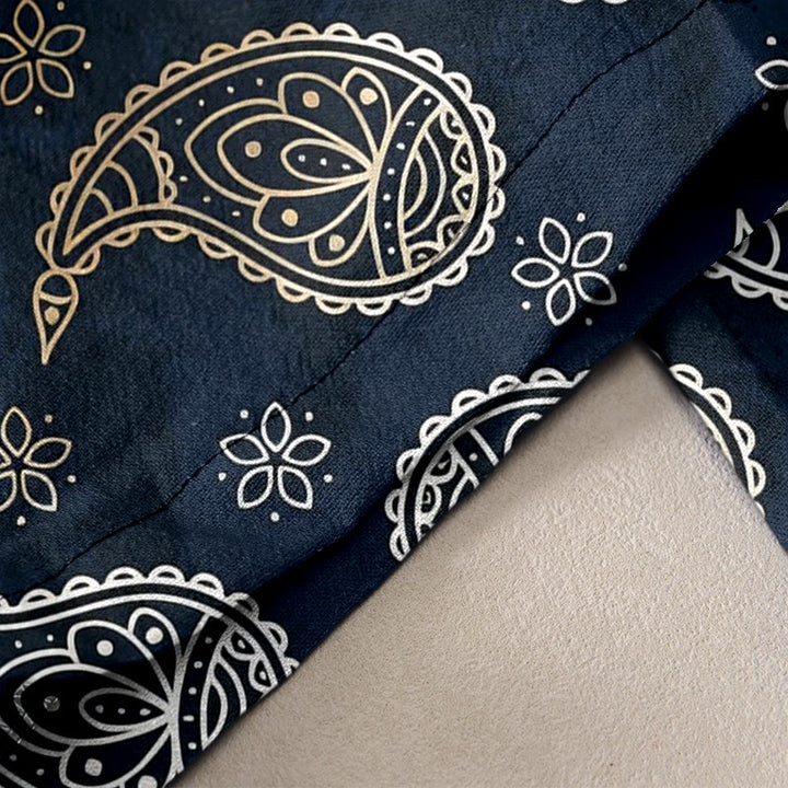 Buddha Stones Pantalon pour femme en pur coton, élégant motif cachemire, taille élastique et poches - image 2