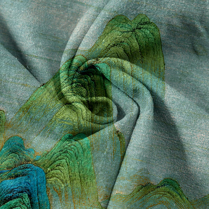 Buddha Stones Pantalon pour femme en pur coton, motif paysage naturel, taille élastique et poches - image 3