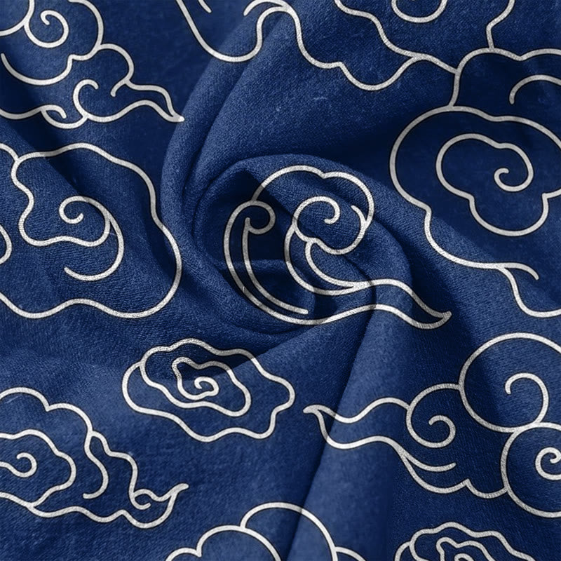 Buddha Stones Pantalon pour femme en pur coton, décontracté, à motif nuage porte-bonheur, taille élastique et poches - image 2