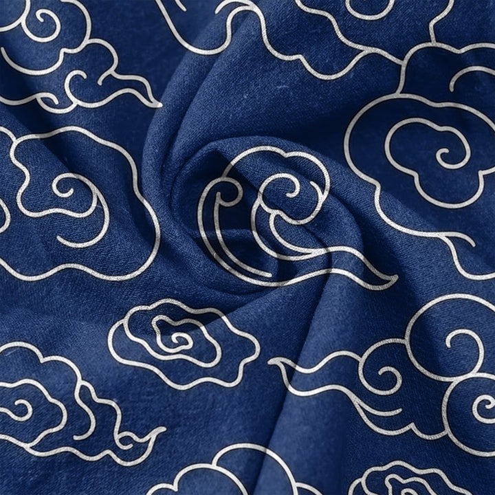 Buddha Stones Pantalon pour femme en pur coton, décontracté, à motif nuage porte-bonheur, taille élastique et poches - image 2