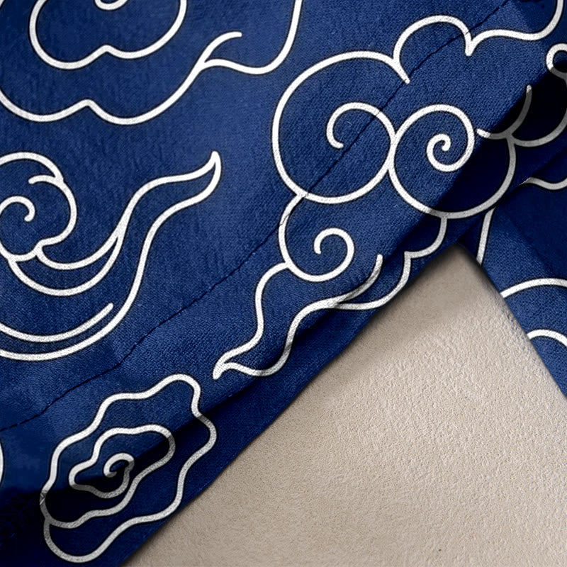 Buddha Stones Pantalon pour femme en pur coton, décontracté, à motif nuage porte-bonheur, taille élastique et poches - image 3