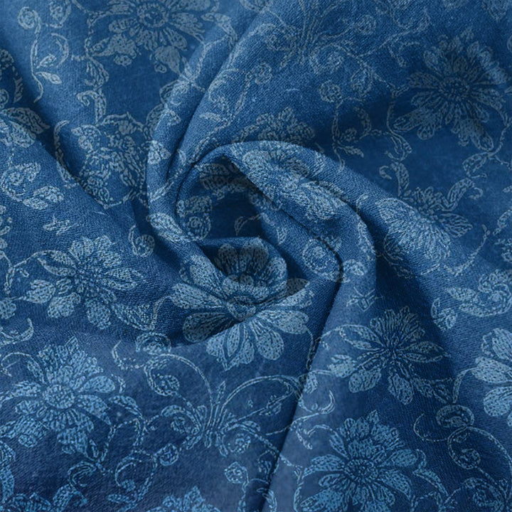 Buddha Stones Pantalon pour femme en pur coton, motif floral rétro décoratif, taille élastique et poches - image 3