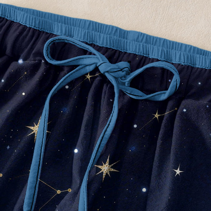 Buddha Stones Pantalon pour femme en pur coton, taille élastique et poches, motif ciel étoilé, océan et créatures mythiques - image 1