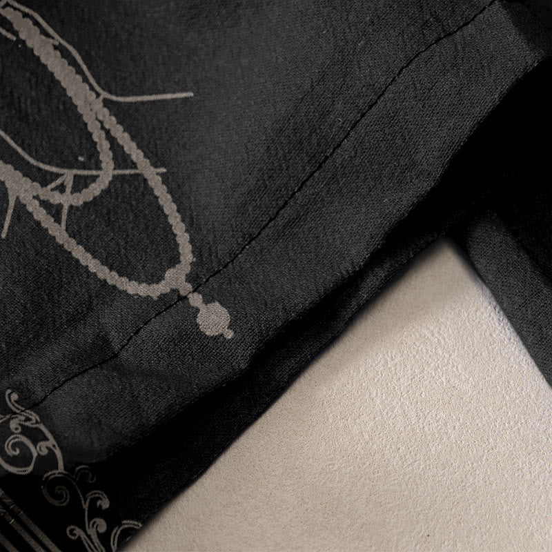 Buddha Stones Pantalon en coton décontracté à taille élastique et poches, orné de fleurs de lotus, double motif Dorje Vajra Namaste Om. - image 2