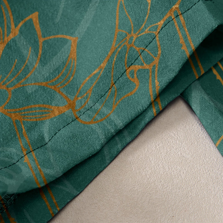 Buddha Stones Pantalon en coton décontracté à motif de feuilles de lotus et de carpes koï pour femme, taille élastique et poches - image 2