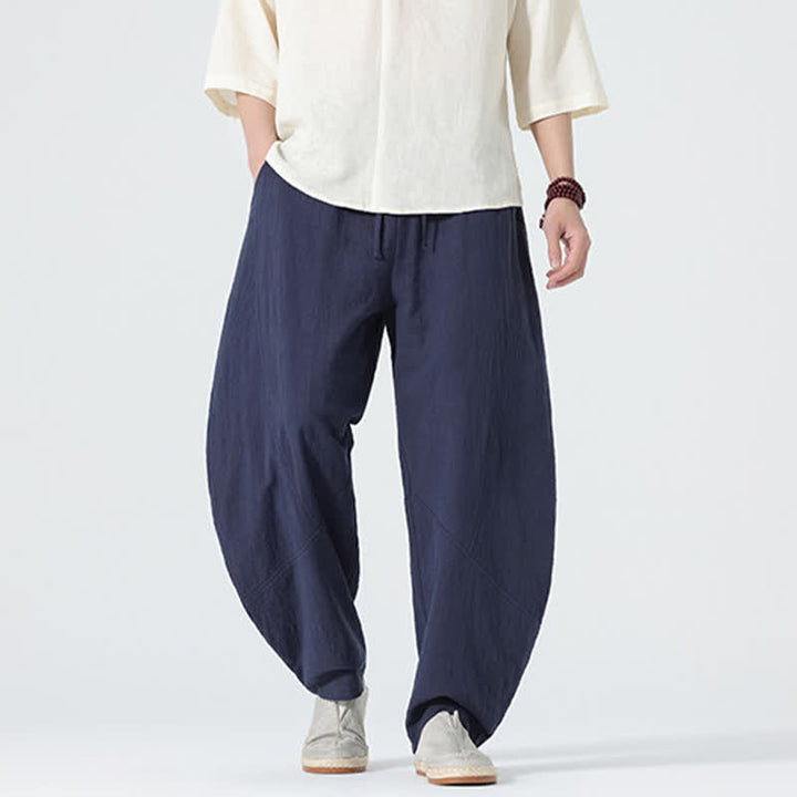 Buddha Stones Pantalon en coton uni pour homme, à cordon de serrage et poches, coloris printemps - image 11