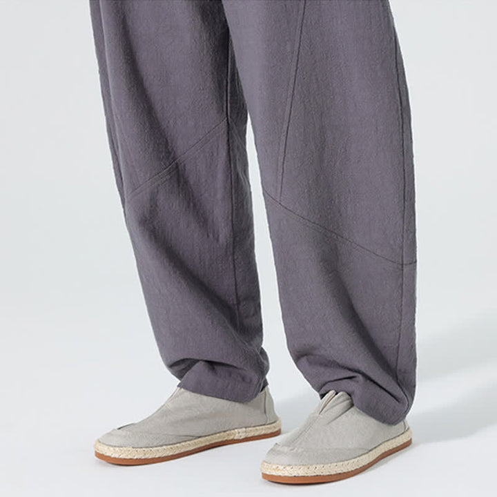 Buddha Stones Pantalon en coton uni pour homme, à cordon de serrage et poches, coloris printemps - image 6