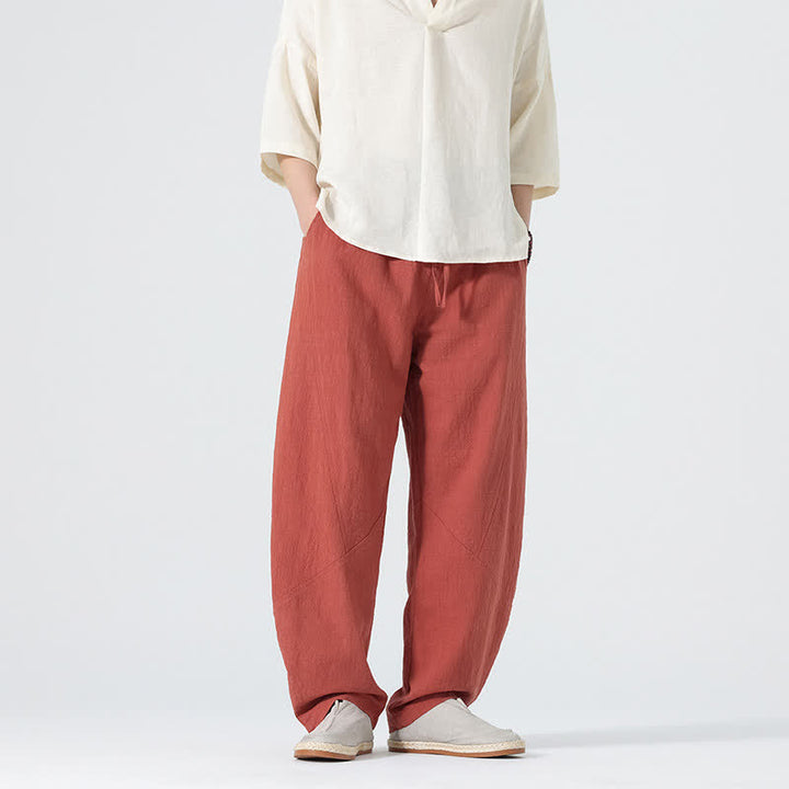 Buddha Stones Pantalon en coton uni pour homme, à cordon de serrage et poches, coloris printemps - Tomate - US/UK/AU46，EU56 (5XL) - image 14