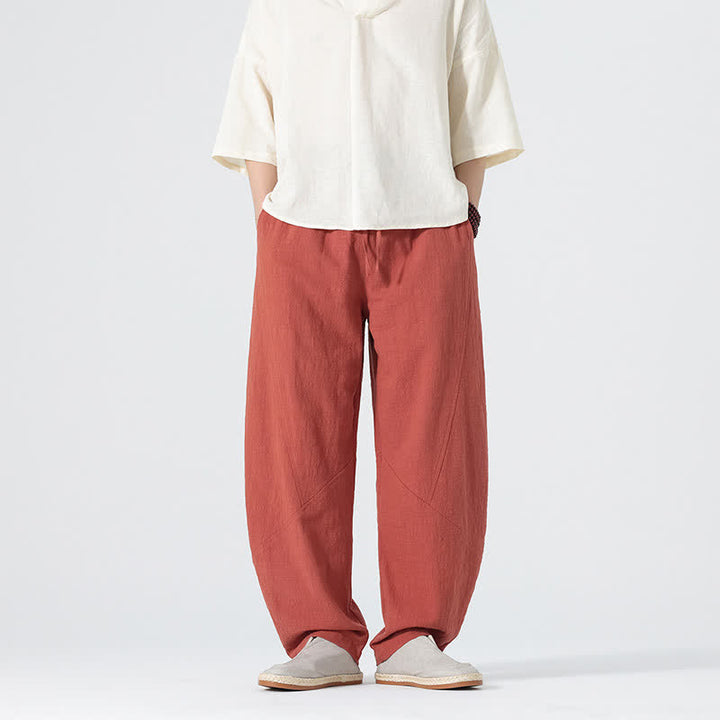 Buddha Stones Pantalon en coton uni pour homme, à cordon de serrage et poches, coloris printemps - image 15