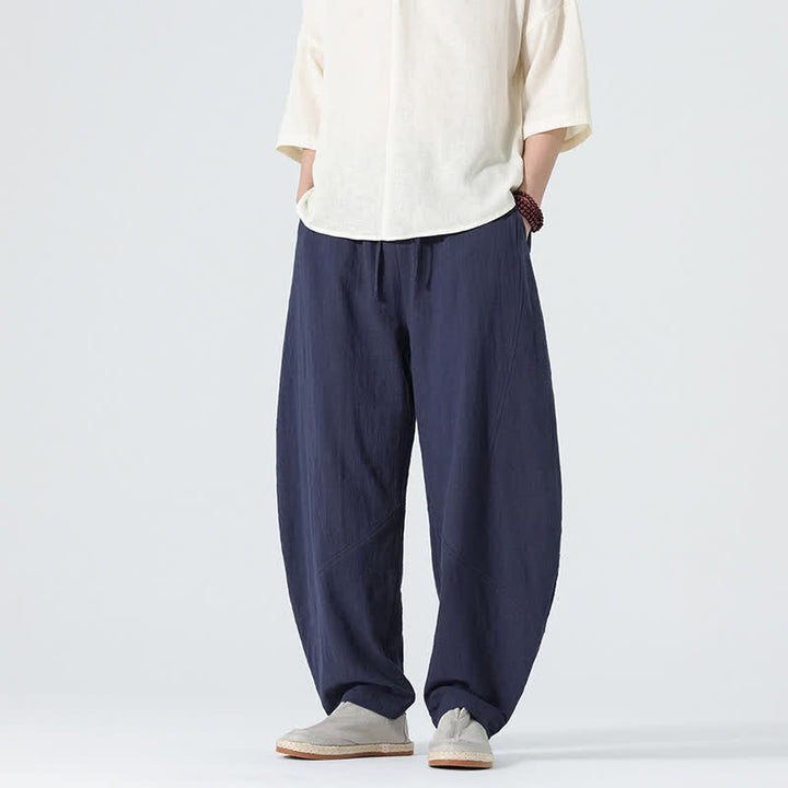 Buddha Stones Pantalon en coton uni pour homme, à cordon de serrage et poches, coloris printemps - image 10