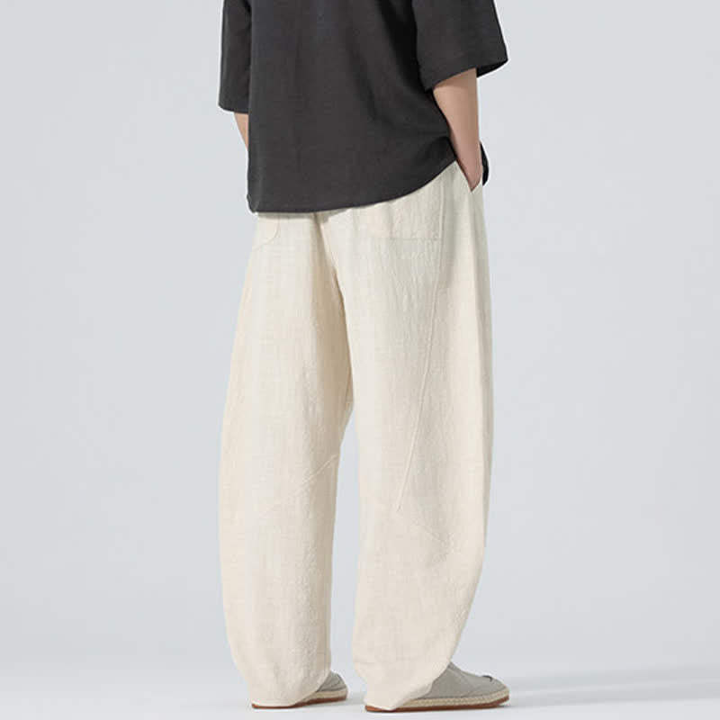 Buddha Stones Pantalon en coton uni pour homme, à cordon de serrage et poches, coloris printemps - image 23